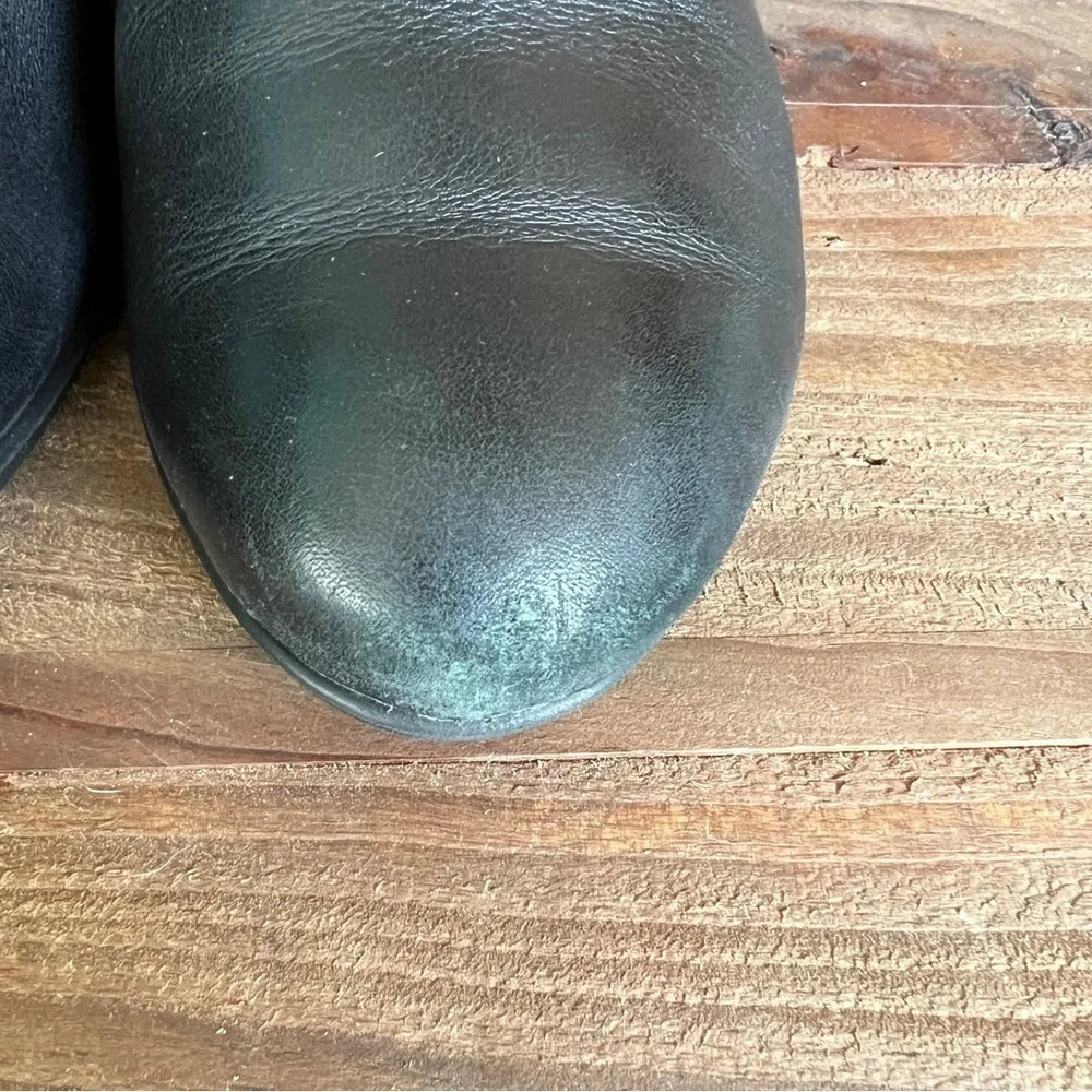 Ecco Leather Booties Zipper Black Wedge Ankle Boots Women's 6 (37)